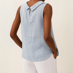 Top sin mangas con cuello enrollado para mujer, silueta suave y favorecedora, casual, elegante y chic para el día a día – María