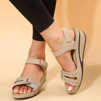 Sandalias de cuña ortopédicas para mujer con correas ajustables, abiertas en la punta, soporte de arco, zapatos casuales de verano – Alfreda