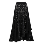 Conjunto de Traje de Baño de Una Pieza Negro con Corte Láser y Falda Larga con Escote en V para Vacaciones en la Playa, Resort, Fiesta en la Piscina y Crucero – Negro