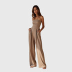 Mono Elegante Sin Mangas para Mujeres con Pantalones Anchos y Fluidos, Ajuste Slim, Formal, Fiesta Chic – Nora