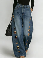 Jeans de Pierna Ancha de Cintura Alta para Mujer, Casual, Sueltos, Moda Urbana, Pantalones de Mezclilla con Cierre – Riviera