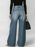 Jeans de Pierna Ancha de Cintura Alta para Mujer, Casual, Sueltos, Moda Urbana, Pantalones de Mezclilla con Cierre – Riviera