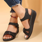 Sandalias de cuña ortopédicas para mujer con correas ajustables, abiertas en la punta, soporte de arco, zapatos casuales de verano – Alfreda