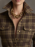 Vestido Largo de Vaquera Étnica Retro para Mujer con Cuello, Cinturón y Mangas Largas – Marrón Rojizo