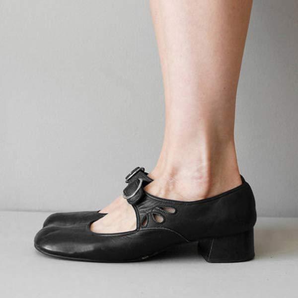 Zapatos de Cuero Mary Jane para Mujeres con Hebilla, Tacón Bajo, Casual, Formal, para el Día a Día – Federica