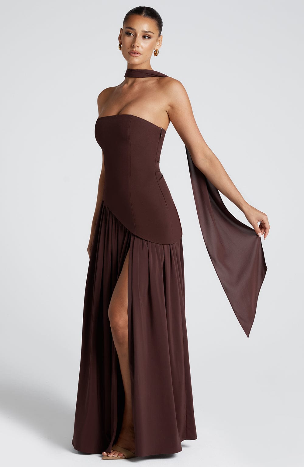 Vestido Maxi Elegante Sin Mangas para Mujer con Ajuste y Abertura Formal para Fiestas de Bodas – Mya