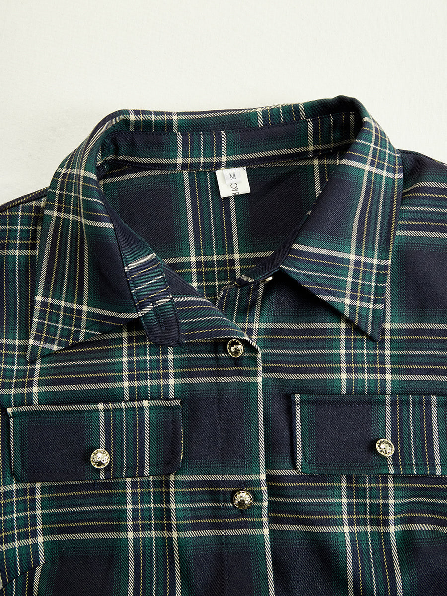 Vestido Largo de Vaquera Étnica Retro para Mujer con Cuello, Cinturón y Mangas Largas – Marrón Rojizo