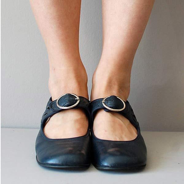 Zapatos de Cuero Mary Jane para Mujeres con Hebilla, Tacón Bajo, Casual, Formal, para el Día a Día – Federica