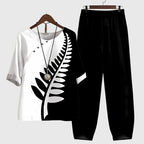 Conjunto Casual de Dos Piezas para Mujeres, Top de Manga Corta Impreso y Pantalones de Pierna Ancha, Cómodo para el Día a Día – Alessia