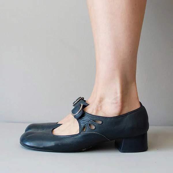Zapatos de Cuero Mary Jane para Mujeres con Hebilla, Tacón Bajo, Casual, Formal, para el Día a Día – Federica