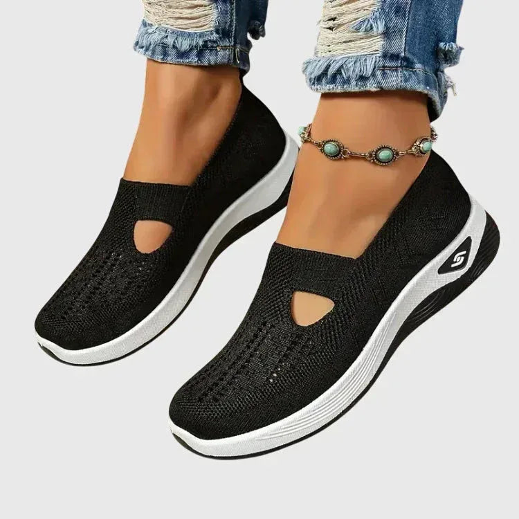 Zapatos para caminar de mujer, slip-on acolchados, soporte ergonómico para el arco, comodidad diaria – Lora