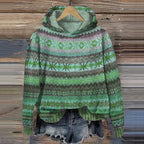 Suéter de Punto con Capucha Étnica Cálido para Mujeres – Casual, Acogedor, Ideal para el Otoño y el Invierno, Moda Boho para el Aire Libre – Mea