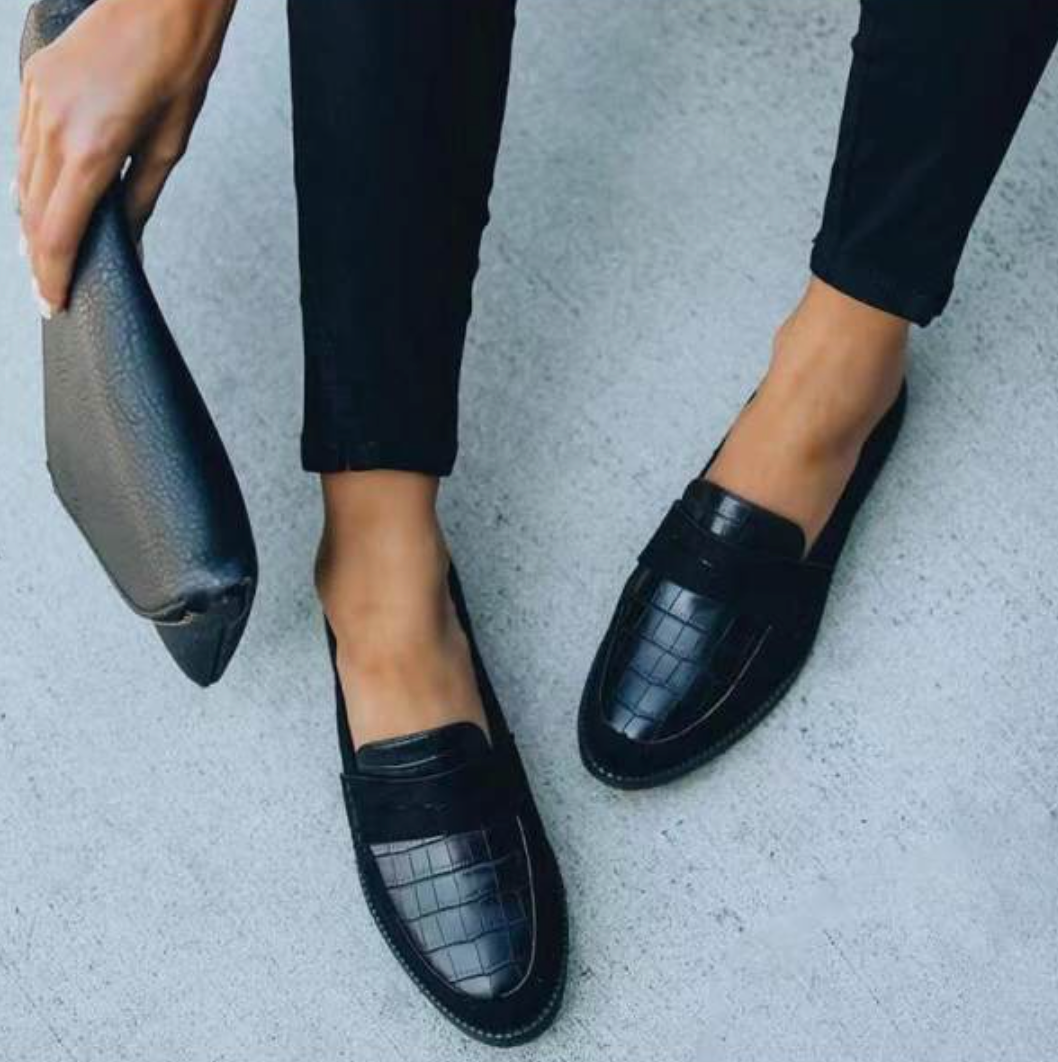 Mocasines de Textura de Cocodrilo para Mujer con Plantilla Acolchada, Casual, Formal y Elegante – Hannah