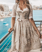 Vestido Tradicional Dirndl para Mujer con Cuerpo Laced y Blusa de Encaje de Algodón – Heidi