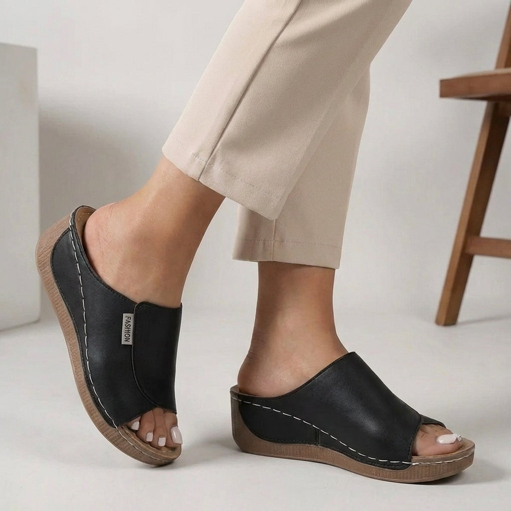 Zapatillas de Casa de Cuña Ortopédica para Mujer, Abiertas y Cómodas, Verano Casual – Madison