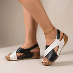 Sandalias de Cuña Con Tiras Cruzadas Para Mujer, Con Abertura En la Punta, Casuales de Verano – Abigail