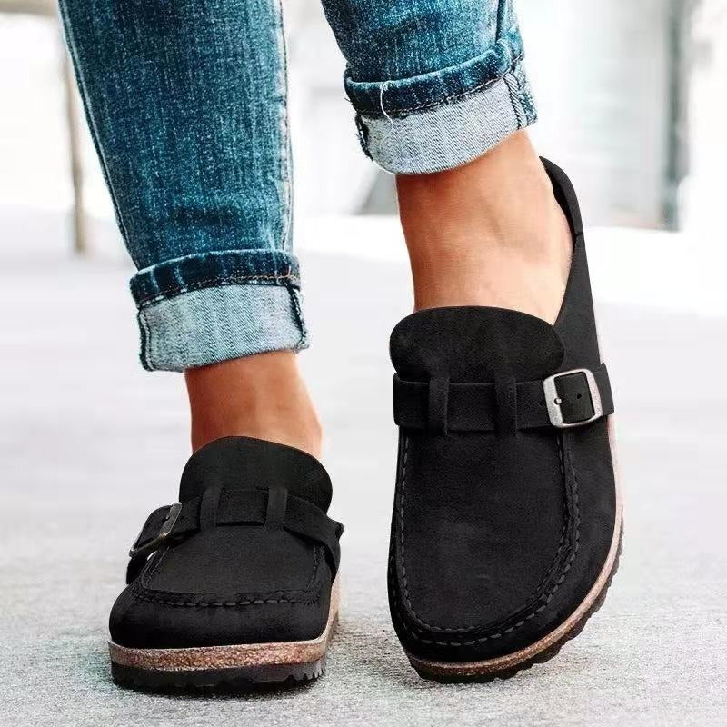 Mules de Ante Retro con Hebilla para Mujeres, Zapatos Casual de Uso Diario con Soporte de Arco – Marley