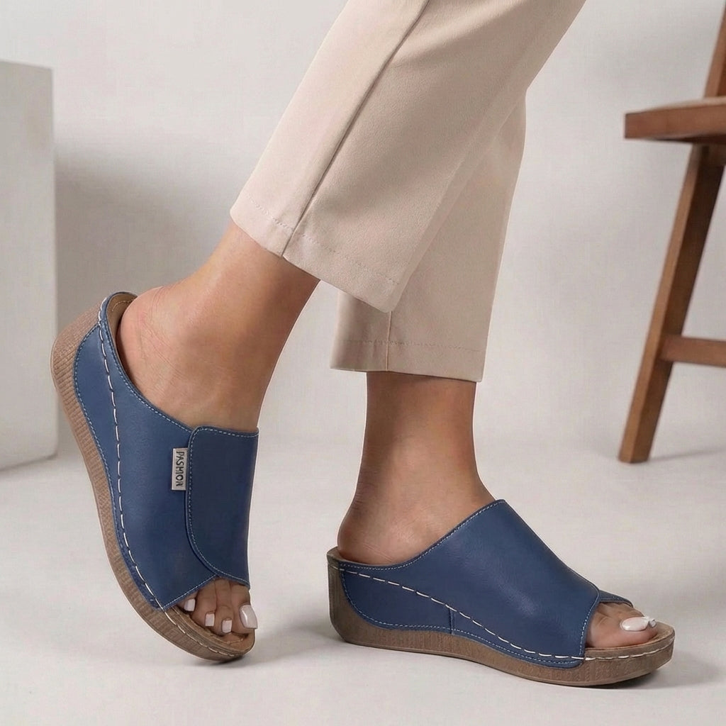 Zapatillas de Casa de Cuña Ortopédica para Mujer, Abiertas y Cómodas, Verano Casual – Madison