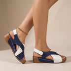 Sandalias de Cuña Con Tiras Cruzadas Para Mujer, Con Abertura En la Punta, Casuales de Verano – Abigail