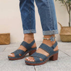 Sandalias de Verano Casual para Mujeres con Plataforma Ortopédica, Tacon Cómodo, Correa Ajustable y Punta Abierta – Victoria