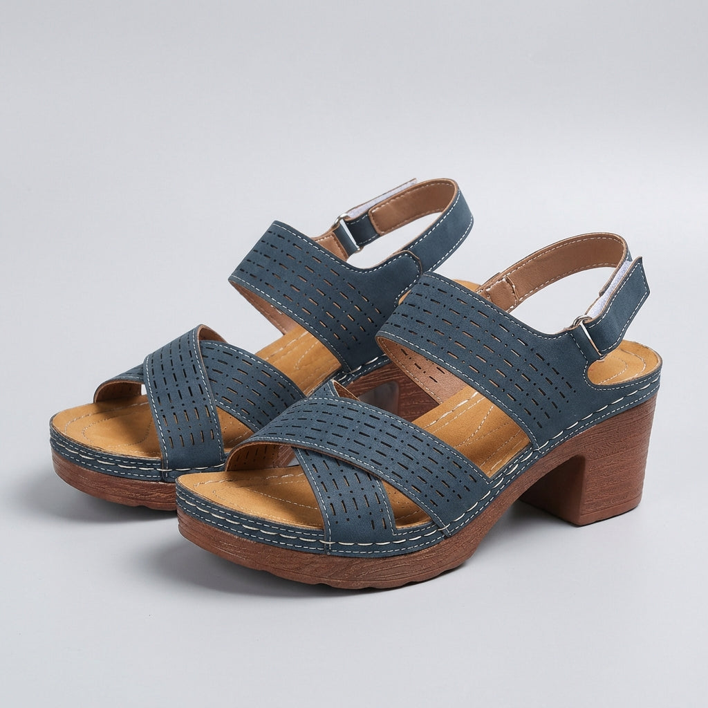 Sandalias de Verano Casual para Mujeres con Plataforma Ortopédica, Tacon Cómodo, Correa Ajustable y Punta Abierta – Victoria