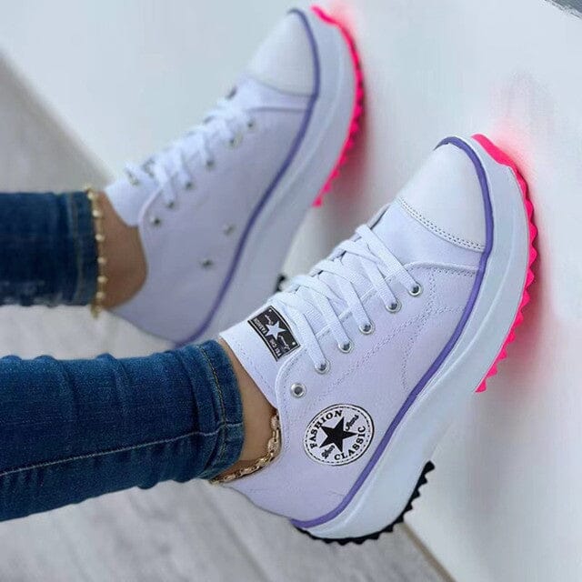 Zapatillas de Plataforma con Función Cordones Suela Estructurada Casual Calle Caminar Diario – Heidi Multicolor