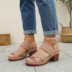 Sandalias de Verano Casual para Mujeres con Plataforma Ortopédica, Tacon Cómodo, Correa Ajustable y Punta Abierta – Victoria