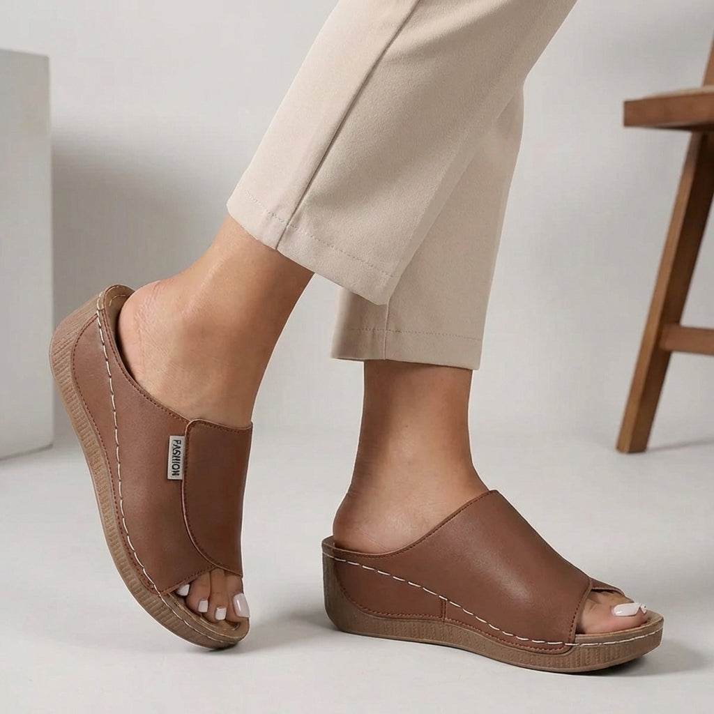 Zapatillas de Casa de Cuña Ortopédica para Mujer, Abiertas y Cómodas, Verano Casual – Madison