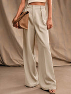 Pantalones Drapé de Pierna Ancha de Cintura Alta para Mujeres, Sueltos y Fluídos, Casual, Formal, para el Día a Día – Multicolor