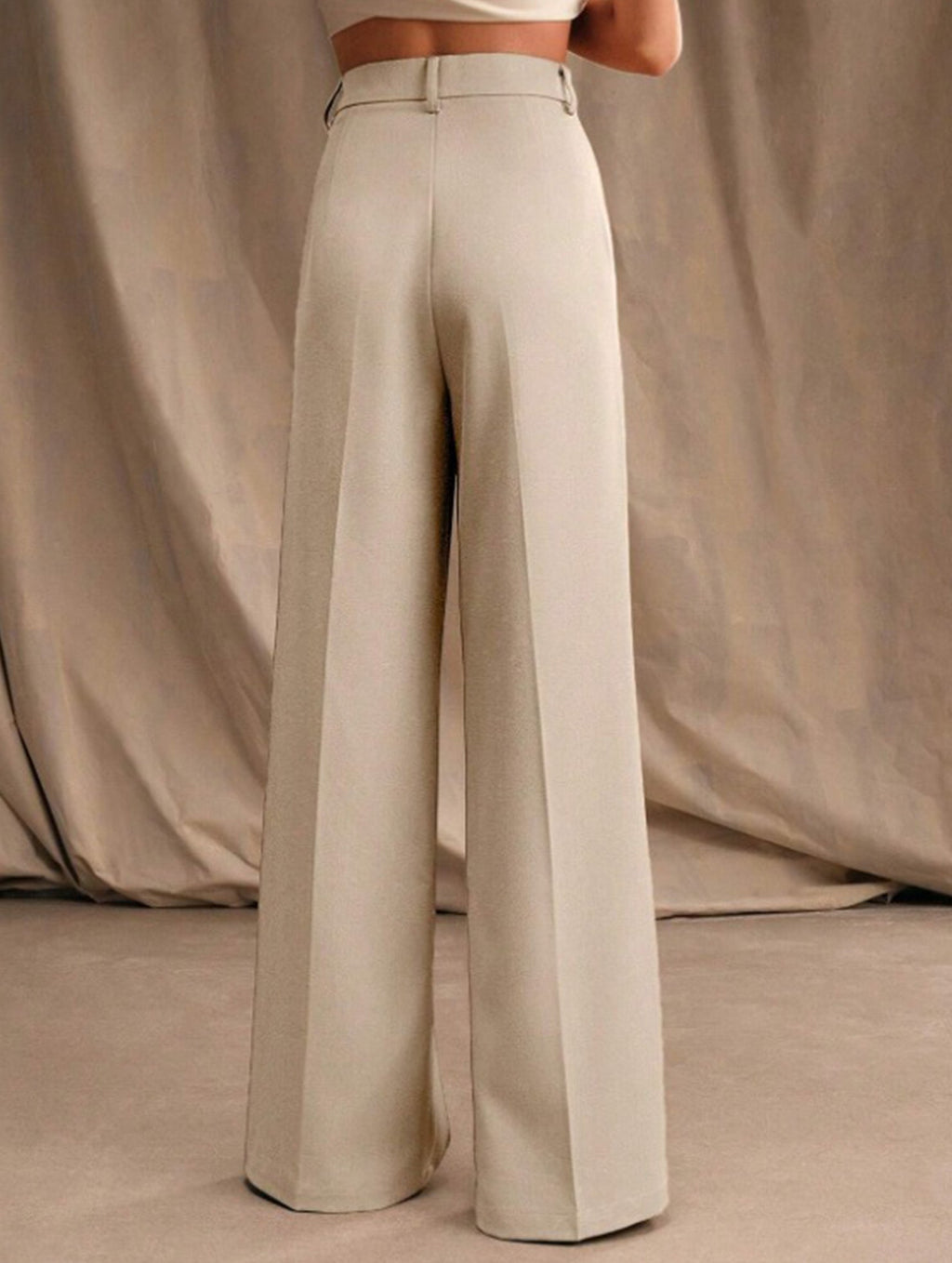 Pantalones Drapé de Pierna Ancha de Cintura Alta para Mujeres, Sueltos y Fluídos, Casual, Formal, para el Día a Día – Multicolor