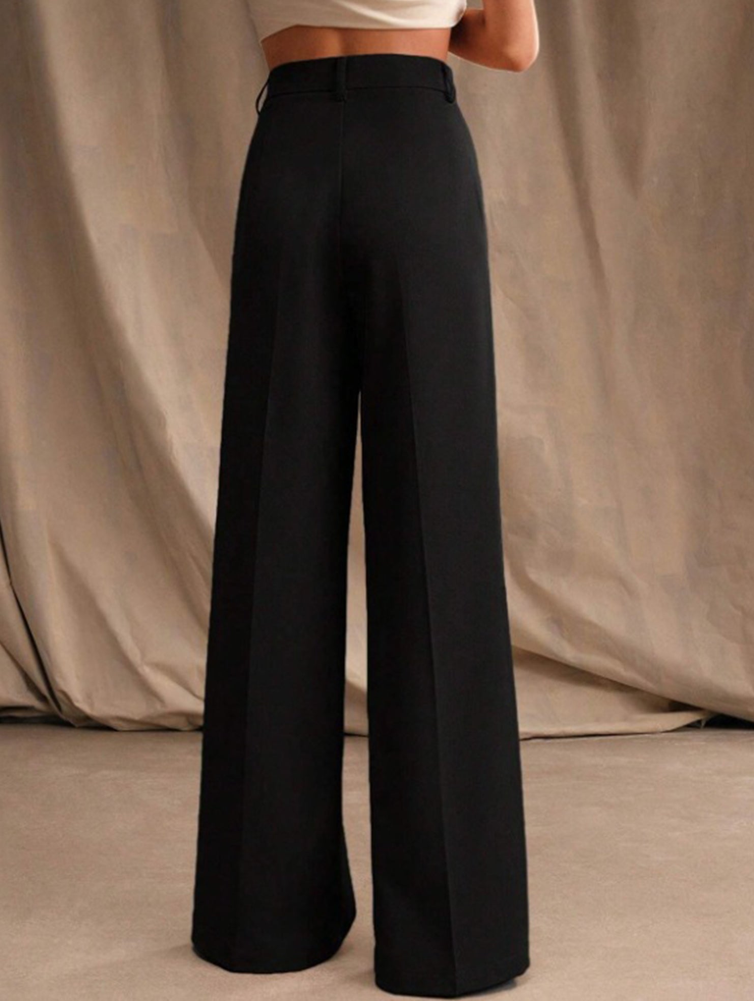 Pantalones Drapé de Pierna Ancha de Cintura Alta para Mujeres, Sueltos y Fluídos, Casual, Formal, para el Día a Día – Multicolor