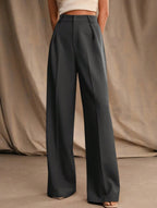 Pantalones Drapé de Pierna Ancha de Cintura Alta para Mujeres, Sueltos y Fluídos, Casual, Formal, para el Día a Día – Multicolor