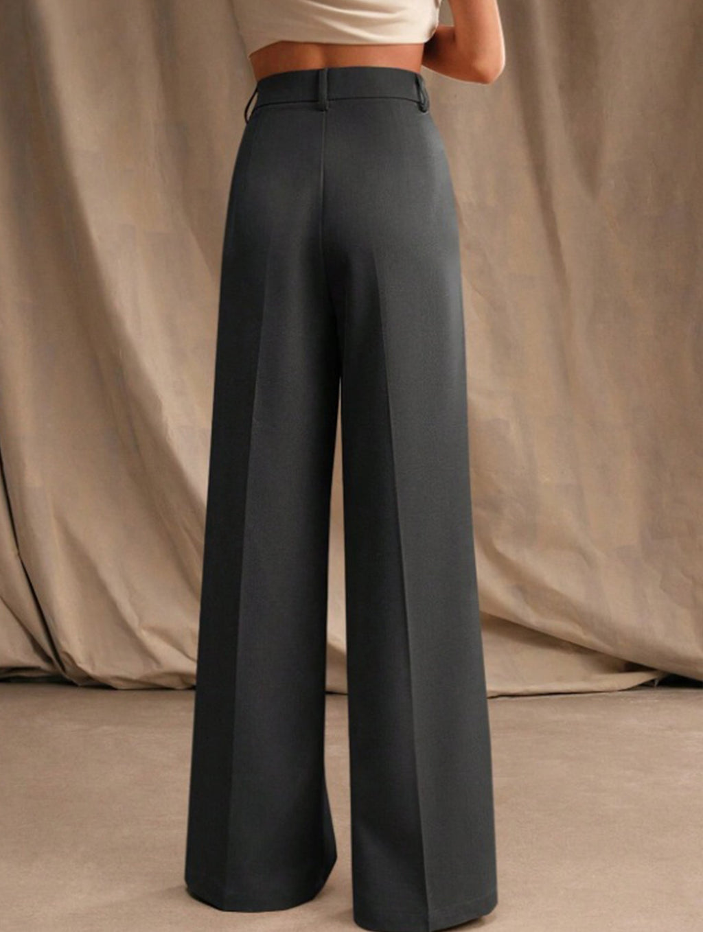 Pantalones Drapé de Pierna Ancha de Cintura Alta para Mujeres, Sueltos y Fluídos, Casual, Formal, para el Día a Día – Multicolor