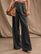 Pantalones Drapé de Pierna Ancha de Cintura Alta para Mujeres, Sueltos y Fluídos, Casual, Formal, para el Día a Día – Multicolor