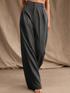 Pantalones Drapé de Pierna Ancha de Cintura Alta para Mujeres, Sueltos y Fluídos, Casual, Formal, para el Día a Día – Multicolor