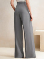 Pantalones Drapé de Pierna Ancha de Cintura Alta para Mujeres, Sueltos y Fluídos, Casual, Formal, para el Día a Día – Multicolor
