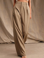 Pantalones Drapé de Pierna Ancha de Cintura Alta para Mujeres, Sueltos y Fluídos, Casual, Formal, para el Día a Día – Multicolor