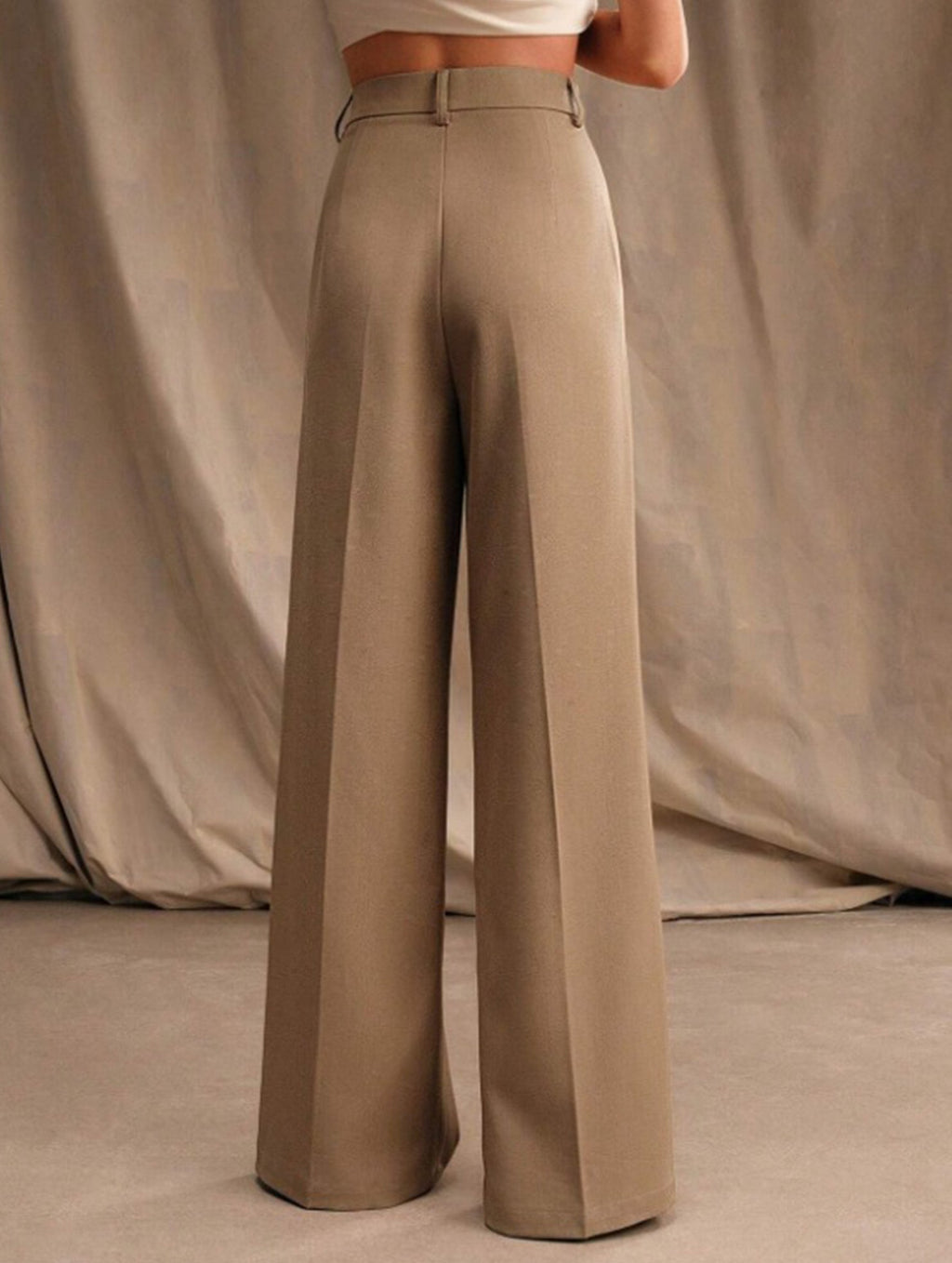 Pantalones Drapé de Pierna Ancha de Cintura Alta para Mujeres, Sueltos y Fluídos, Casual, Formal, para el Día a Día – Multicolor