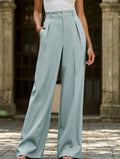 Pantalones Drapé de Pierna Ancha de Cintura Alta para Mujeres, Sueltos y Fluídos, Casual, Formal, para el Día a Día – Multicolor