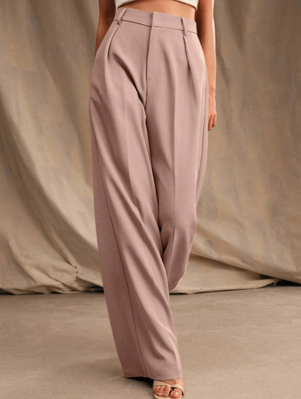 Pantalones Drapé de Pierna Ancha de Cintura Alta para Mujeres, Sueltos y Fluídos, Casual, Formal, para el Día a Día – Multicolor