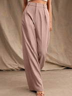 Pantalones Drapé de Pierna Ancha de Cintura Alta para Mujeres, Sueltos y Fluídos, Casual, Formal, para el Día a Día – Multicolor