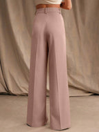 Pantalones Drapé de Pierna Ancha de Cintura Alta para Mujeres, Sueltos y Fluídos, Casual, Formal, para el Día a Día – Multicolor
