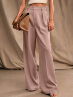 Pantalones Drapé de Pierna Ancha de Cintura Alta para Mujeres, Sueltos y Fluídos, Casual, Formal, para el Día a Día – Multicolor