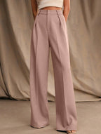 Pantalones Drapé de Pierna Ancha de Cintura Alta para Mujeres, Sueltos y Fluídos, Casual, Formal, para el Día a Día – Multicolor