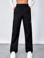 Pantalones de pierna recta sueltos de talle alto para mujer, casuales, de oficina, formales, para el día a día, de longitud hasta el suelo – Azul marino