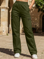 Pantalones de pierna recta sueltos de talle alto para mujer, casuales, de oficina, formales, para el día a día, de longitud hasta el suelo – Azul marino