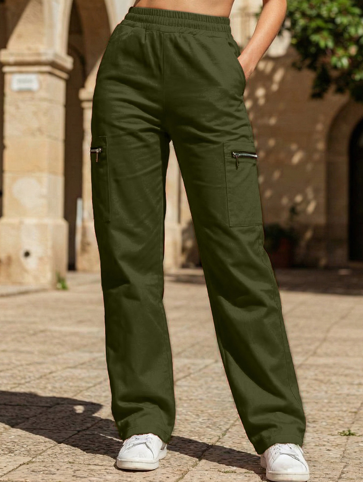 Pantalones de pierna recta sueltos de talle alto para mujer, casuales, de oficina, formales, para el día a día, de longitud hasta el suelo – Azul marino