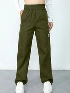 Pantalones de pierna recta sueltos de talle alto para mujer, casuales, de oficina, formales, para el día a día, de longitud hasta el suelo – Azul marino