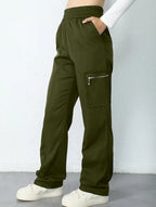 Pantalones de pierna recta sueltos de talle alto para mujer, casuales, de oficina, formales, para el día a día, de longitud hasta el suelo – Azul marino