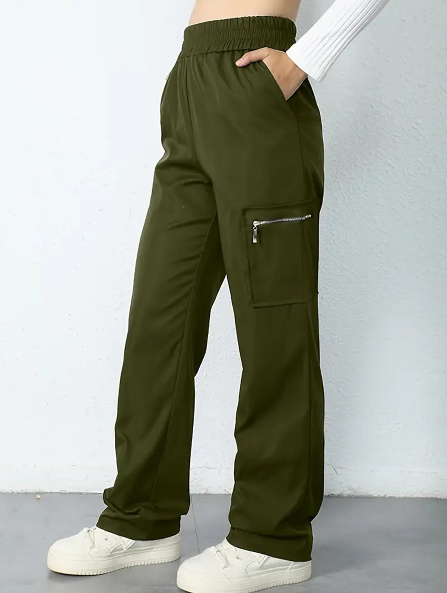 Pantalones de pierna recta sueltos de talle alto para mujer, casuales, de oficina, formales, para el día a día, de longitud hasta el suelo – Azul marino